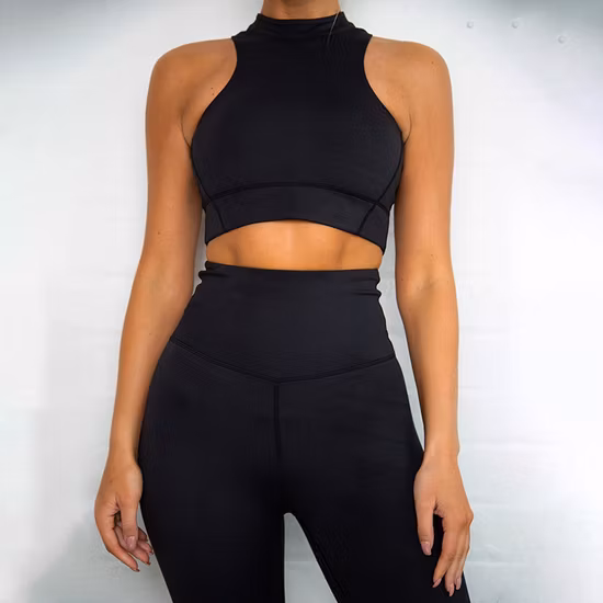 Set da yoga per allenamento in 2 pezzi da donna Abbigliamento sportivo Top corto con cerniera Tute sportive imbottite