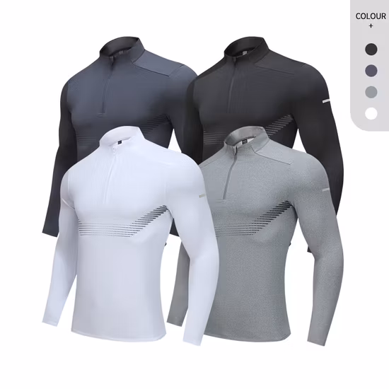 Healong Professional Custom Mens Shirt Sports Sublimation Pattern Manica lunga con cerniera a quarti Magliette all'ingrosso