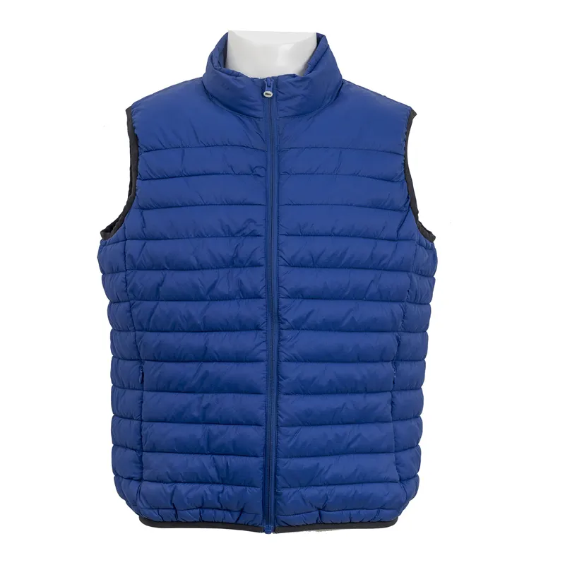 Vendita calda giacca invernale senza maniche con colletto finto, gilet trapuntato classico verde scuro da uomo