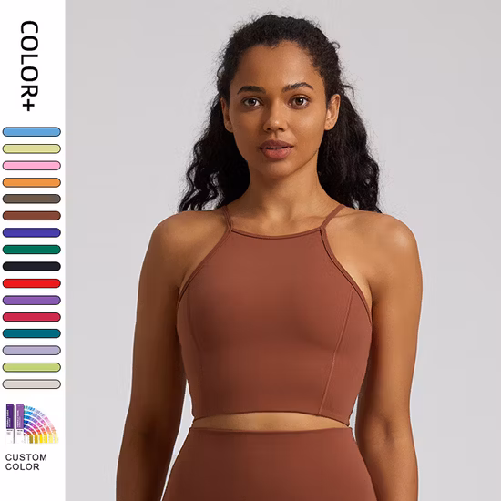 Lulu Fashion Donna Senza Maniche Girocollo Yoga Top Burroso Morbido Crossover con Spalline Sexy Traspirante Cami Fitness Allenamento Corto Canotte
