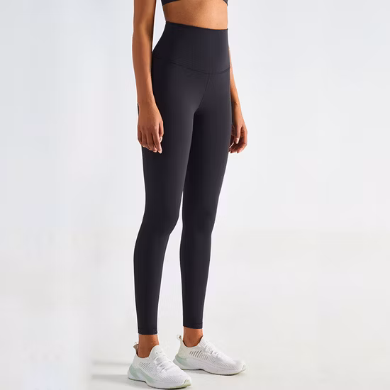 Pantaloni da yoga di alta qualità Pantaloni da fitness slim a vita alta color pesca da donna con leggings sportivi